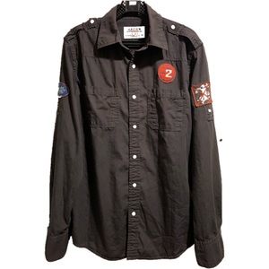 JACHS Military Snap Button Shirt w/ Patches M